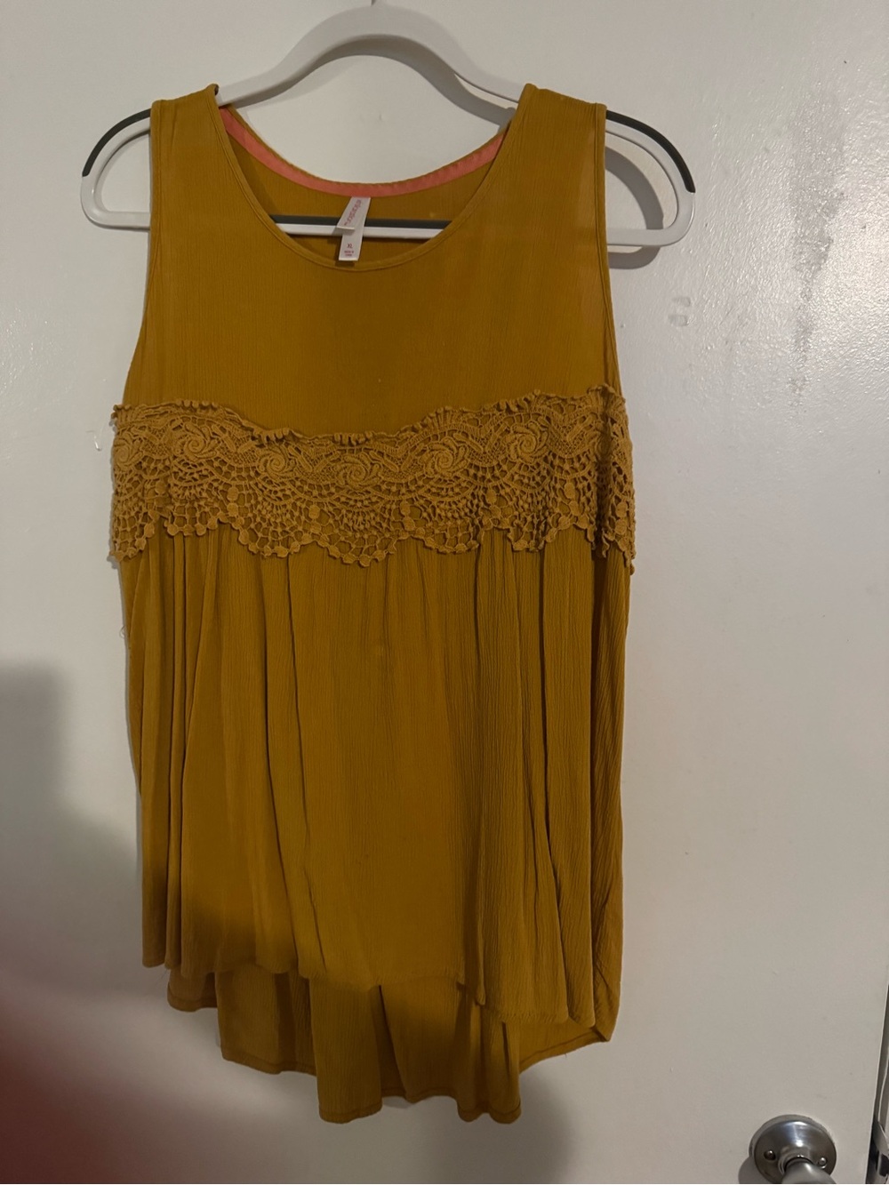 Xhilaration Mustard Crochet-Trim Sleeveless Tank